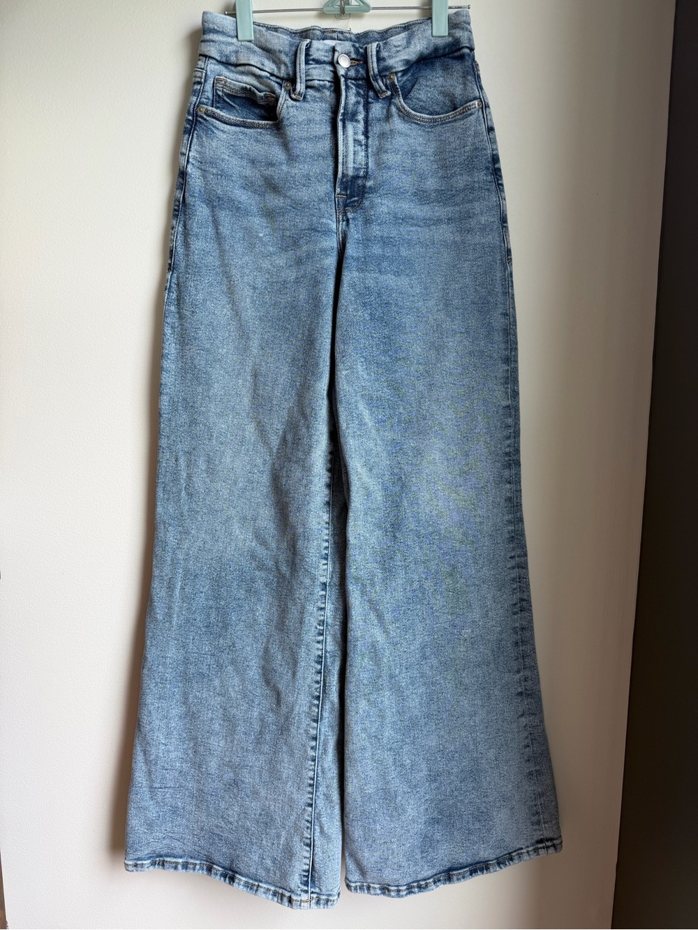 Good American Good Waist Palazzo Light Blue Wide Leg Jeans